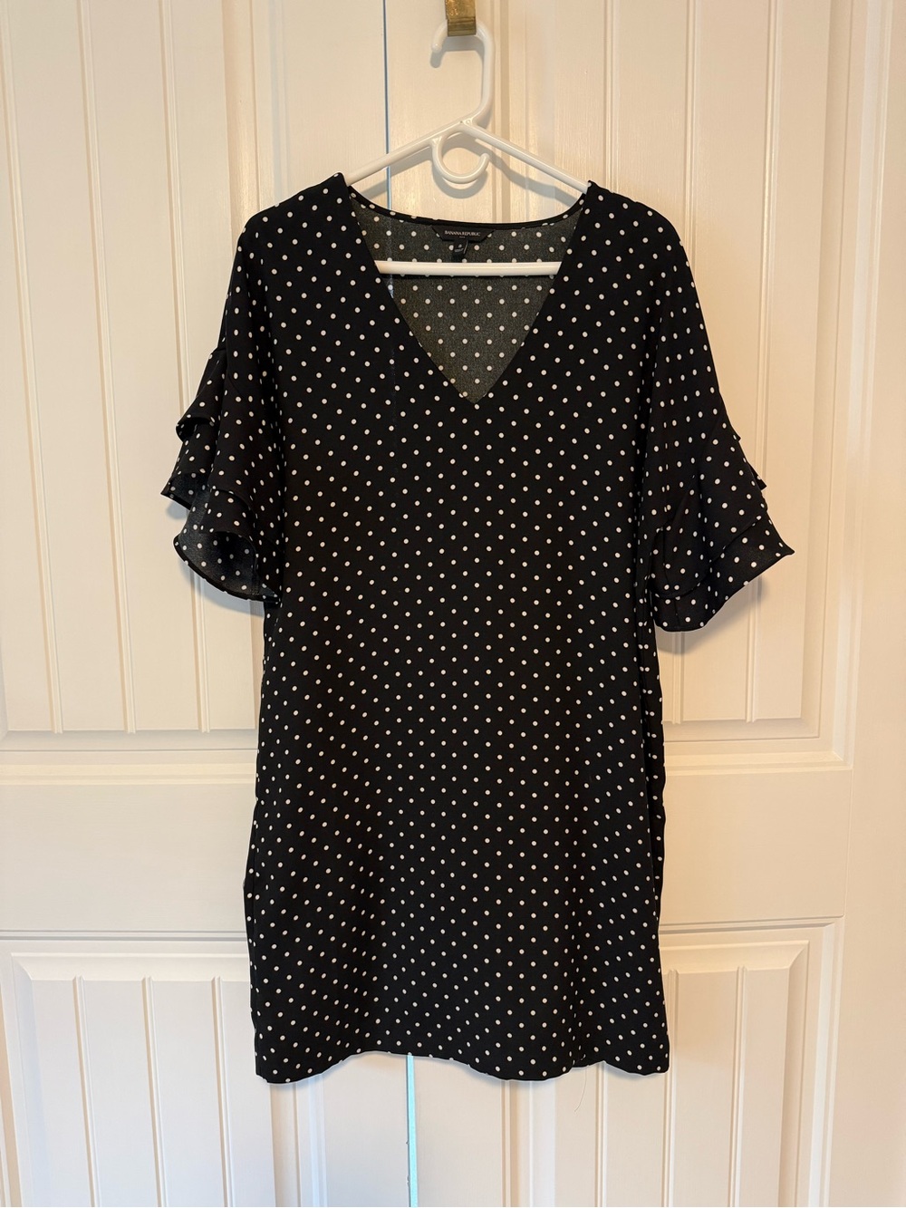 Banana Republic Black Mini Dress with White Polka Dots